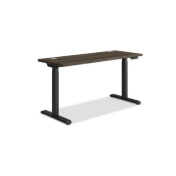 Picture of Coordinate Height Adjustable Desk Bundle 2-Stage, 58" x 22" x 27.75" to 47", Florence Walnut\Black, Ships in 7-10 Bus Days