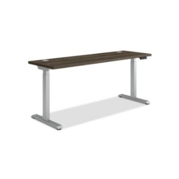 Picture of Coordinate Height Adjustable Desk Bundle 2-Stage, 70" x 22" x 27.75" to 47", Florence Walnut\Silver, Ships in 7-10 Bus Days