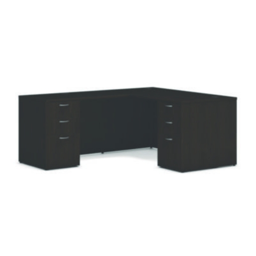 Picture of Mod L-Station Double Pedestal Desk Bundle, 60" x 72" x 29", Java Oak, Ships in 7-10 Business Days