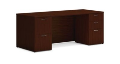 Picture of Mod Double Pedestal Desk Bundle, 72" x 30" x 29", Traditional Mahogany, Ships in 7-10 Business Days