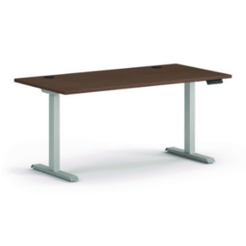 Picture of Mod Height Adjustable Desk Bundle, 60" x 30" x 27.5" to 47.75", Sepia Walnut/Silver, Ships in 7-10 Business Days