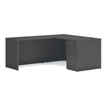 Picture of Mod L-Station Single Pedestal Desk Bundle, 60" x 72" x 29", Slate Teak, Ships in 7-10 Business Days