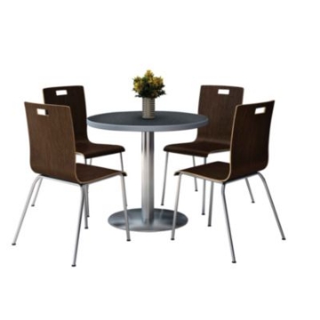 Picture of Pedestal Table with Four Espresso Jive Series Chairs, Round, 36" Dia x 29h, Graphite Nebula, Ships in 4-6 Business Days
