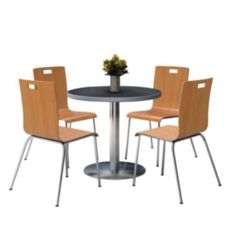 Picture of Pedestal Table with Four Natural Jive Series Chairs, Round, 36" Dia x 29h, Graphite Nebula, Ships in 4-6 Business Days