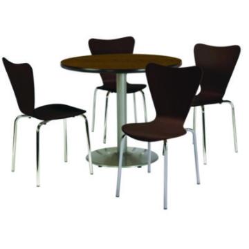 Picture of Pedestal Table with Four Espresso Jive Series Chairs, Round, 36" Dia x 29h, Walnut, Ships in 4-6 Business Days