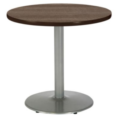 Picture of Pedestal Table with Four Black Kool Series Chairs, Round, 36" Dia x 29h, Studio Teak, Ships in 4-6 Business Days