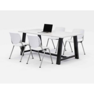 Picture of Midtown Dining Table with Four White Kool Series Chairs, 36 x 72 x 30, Designer White, Ships in 4-6 Business Days