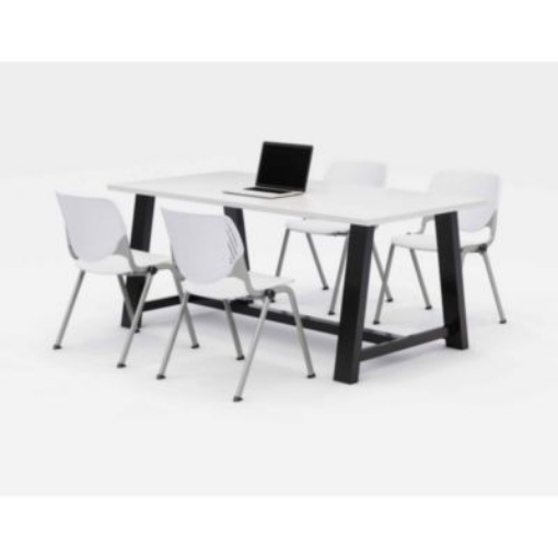 Picture of Midtown Dining Table with Four White Kool Series Chairs, 36 x 72 x 30, Designer White, Ships in 4-6 Business Days