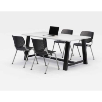 Picture of Midtown Dining Table with Four Black Kool Series Chairs, 36 x 72 x 30, Designer White, Ships in 4-6 Business Days
