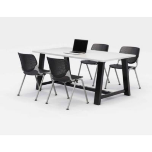 Picture of Midtown Dining Table with Four Black Kool Series Chairs, 36 x 72 x 30, Designer White, Ships in 4-6 Business Days