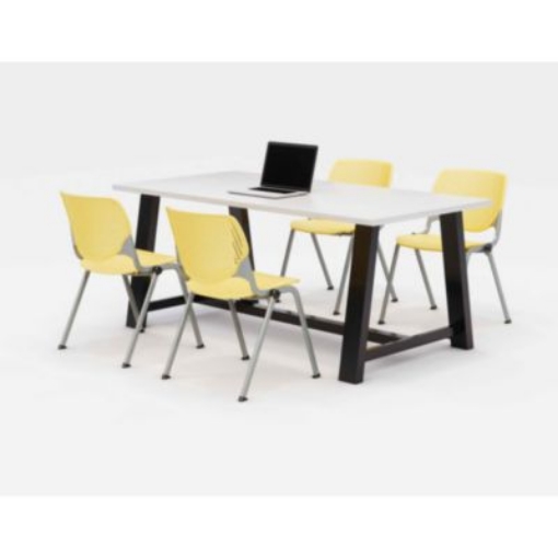 Picture of Midtown Dining Table with Four Yellow Kool Series Chairs, 36 x 72 x 30, Designer White, Ships in 4-6 Business Days
