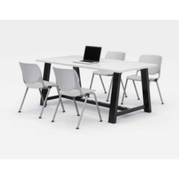 Picture of Midtown Dining Table with Four Light Gray Kool Series Chairs, 36 x 72 x 30, Designer White, Ships in 4-6 Business Days