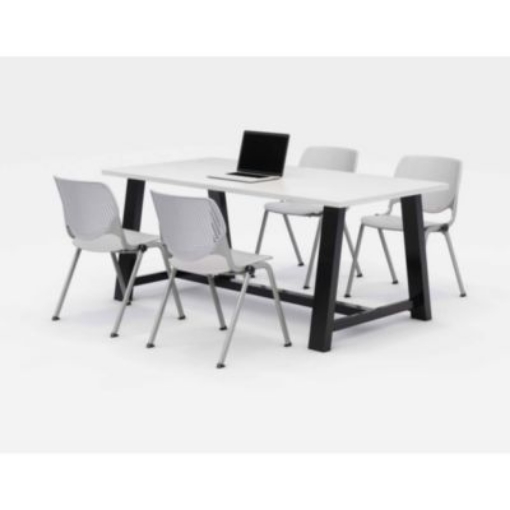 Picture of Midtown Dining Table with Four Light Gray Kool Series Chairs, 36 x 72 x 30, Designer White, Ships in 4-6 Business Days