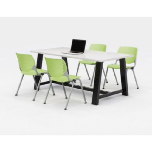Picture of Midtown Dining Table with Four Lime Green Kool Series Chairs, 36 x 72 x 30, Designer White, Ships in 4-6 Business Days
