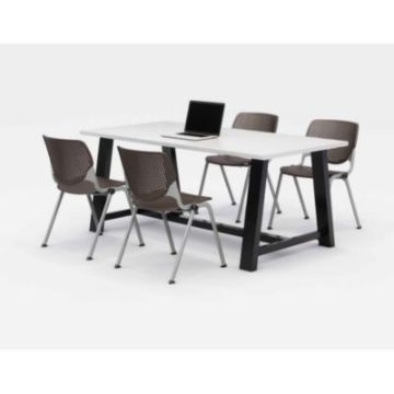 Picture of Midtown Dining Table with Four Brownstone Kool Series Chairs, 36 x 72 x 30, Designer White, Ships in 4-6 Business Days