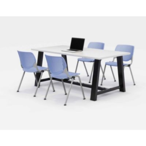 Picture of Midtown Dining Table with Four Periwinkle Kool Series Chairs, 36 x 72 x 30, Designer White, Ships in 4-6 Business Days