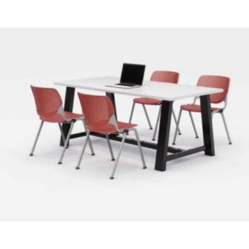 Picture of Midtown Dining Table with Four Coral Kool Series Chairs, 36 x 72 x 30, Designer White, Ships in 4-6 Business Days