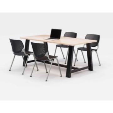 Picture of Midtown Dining Table with Four Black Kool Series Chairs, 36 x 72 x 30, Kensington Maple, Ships in 4-6 Business Days