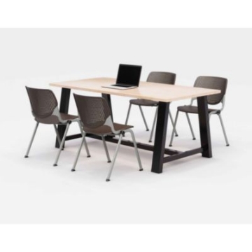 Picture of Midtown Dining Table with Four Brownstone Kool Series Chairs, 36 x 72 x 30, Kensington Maple, Ships in 4-6 Business Days