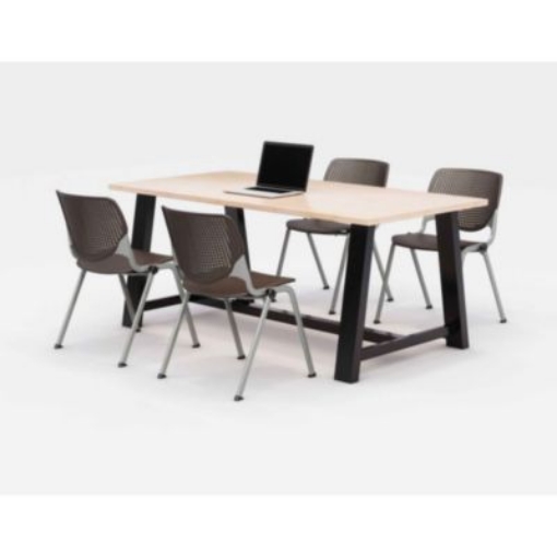 Picture of Midtown Dining Table with Four Brownstone Kool Series Chairs, 36 x 72 x 30, Kensington Maple, Ships in 4-6 Business Days