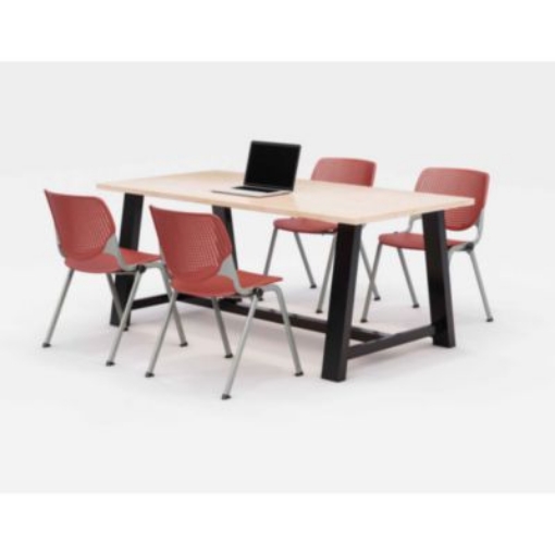 Picture of Midtown Dining Table with Four Coral Kool Series Chairs, 36 x 72 x 30, Kensington Maple, Ships in 4-6 Business Days