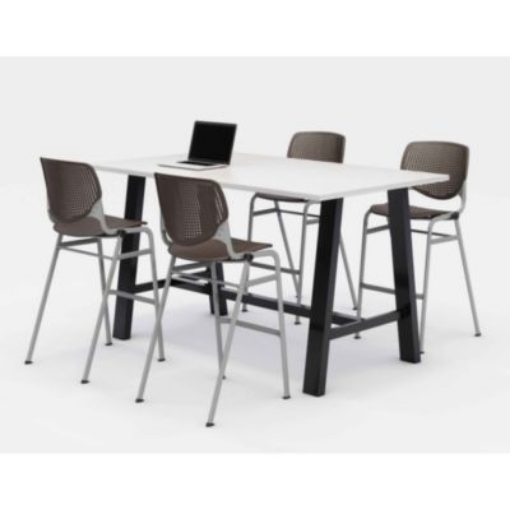 Picture of Midtown Bistro Dining Table with Four Brownstone Kool Barstools, 36 x 72 x 41, Designer White, Ships in 4-6 Business Days