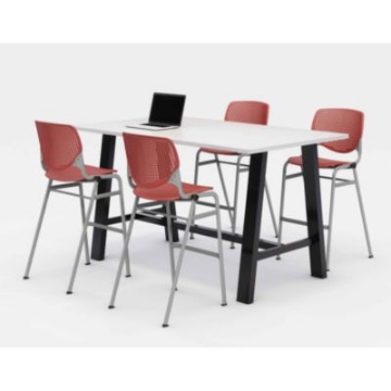 Picture of Midtown Bistro Dining Table with Four Coral Kool Barstools, 36 x 72 x 41, Designer White, Ships in 4-6 Business Days