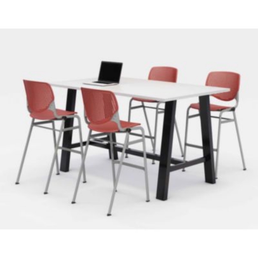 Picture of Midtown Bistro Dining Table with Four Coral Kool Barstools, 36 x 72 x 41, Designer White, Ships in 4-6 Business Days