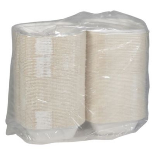 Picture of EarthChoice PFAS Free Compostable Hinged Lid Container, 6 x 6 x 3, Natural, Sugarcane, 500/Carton
