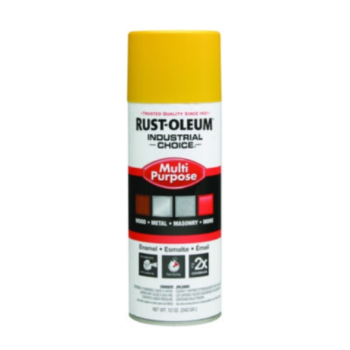 Picture of Industrial Choice 1600 System Multi-Purpose Enamel Spray Paint, Flat Safety Yellow, 12 oz Aerosol Can, 6/Carton