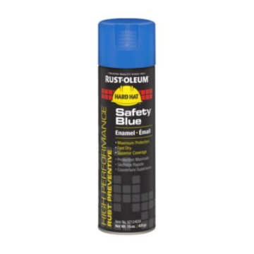 Picture of Hard Hat High Performance V2100 System Rust Preventive Enamel Spray Paint, Gloss Safety Blue, 15 oz Aerosol Can, 6/Carton