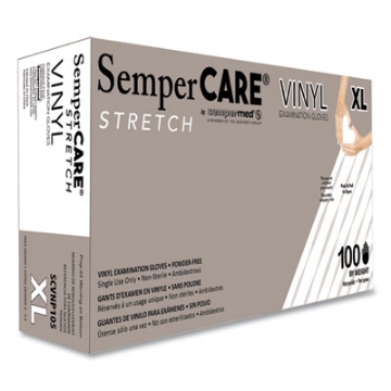 Picture of Stretch Vinyl Examination Gloves, Cream, X-Large, 100/Box, 10 Boxes/Carton