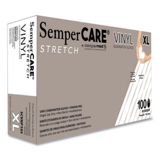 Picture of Stretch Vinyl Examination Gloves, Cream, X-Large, 100/Box, 10 Boxes/Carton