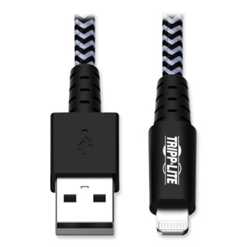 Picture of Apple Lightning to USB Cable, 6 ft, Black/White