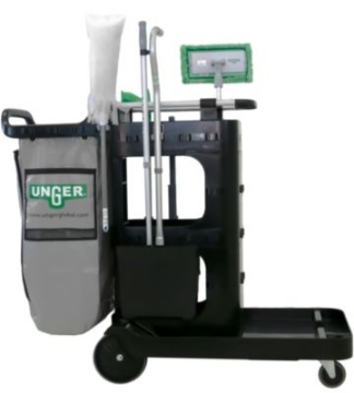 Picture of ZoneCleanRx Janitorial Carts, Plastic, 3 Shelves, 23.5 x 25 x 25, Black