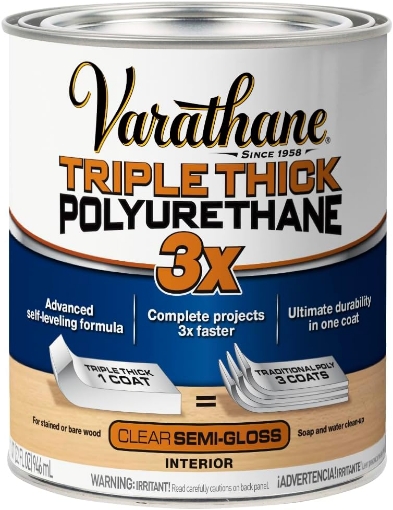Picture of 2-Pack of 1 qt Rust-Oleum 284472 Clear Varathane Triple Thick Polyurethane, Semi-Gloss