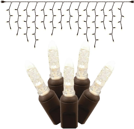 Picture of 6PK - 9Ft. Icicle LED70Lt. Warm White M5 Lights Brown Wire