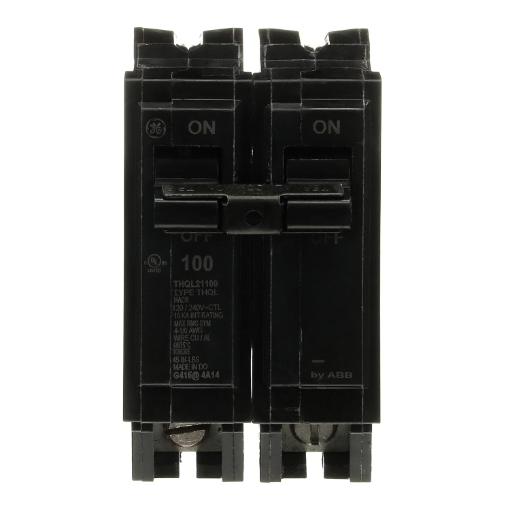 Picture of ABB Q-Line THQL21100P Q Line 100A Double-Pole Circuit Breaker • 120/240 V, 100 Amp • THQL Two-Pole Load Center Circuit Breaker • ABB 100-Amp 2-Pole 120/240V Breaker