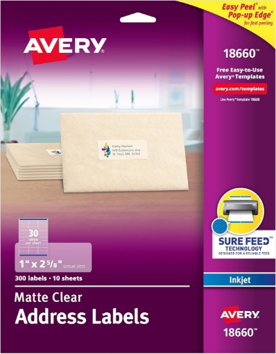 Picture of Avery 18660 Clear Mailing Labels 300 Count