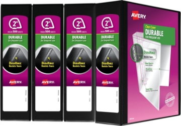 Picture of Avery Durable View 3 Ring Binder, 2 Inch Slant Rings, 4 Black Binders (17031)