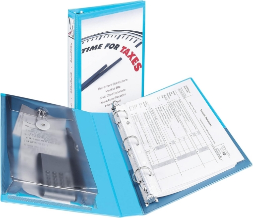 Picture of Avery Mini Protect and Store View 3 Ring Binder, 1 Inch Round Rings, 1 Light Blue Binder (23014)