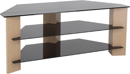 Picture of AVF Wood Varano TV Stand with Glass Shelves for TVs 37" to 55" in Oak/Black