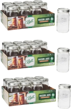 Picture of Ball Wide Mouth Glass Mason Jars with Lids and Bands, Used for Canning, Pickling, Juice, Jam, Jelly, Quart Size 32 Ounce (Pack of 36)