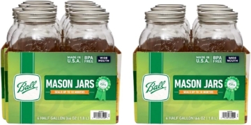 Picture of Ball Wide Mouth Half Gallon 64 Oz Jars with Lids and Bands, Set of 6 (2 Pack), WM), Clear
