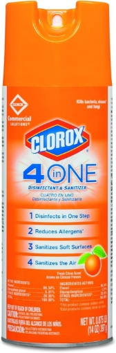 Picture of Clorox 31043CT 4-in-One Disinfectant & Sanitizer, Citrus, 14oz Aerosol (Case of 12)