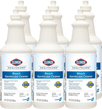 Picture of CloroxPro Healthcare Bleach Germicidal Cleaner Pull-Top, Healthcare Cleaning and Industrial Cleaning, 32 Ounces - 68832 (Pack of 6)