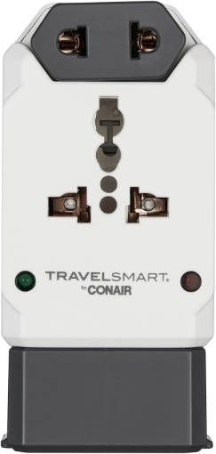 Picture of Conair Universal Travel Adapter with USB, European Plug Adapter with Surge Protection, All-in-One Travel Adapter Worldwide