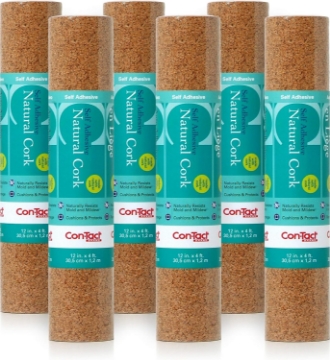 Picture of Con-Tact Brand Multi-Purpose Cork Shelf Liner, 12" x 4', Natural, Pack of 6