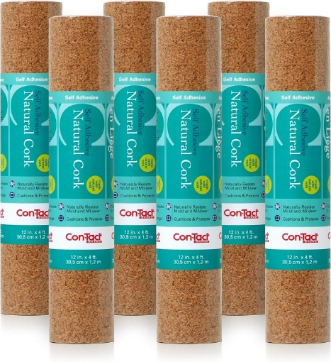 Picture of Con-Tact Brand Multi-Purpose Cork Shelf Liner, 12" x 4', Natural, Pack of 6