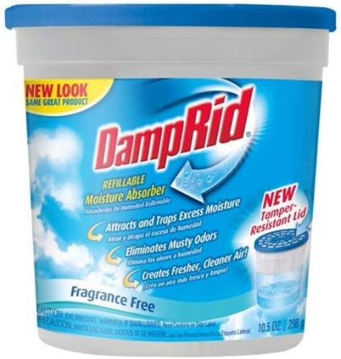 Picture of DampRid FG01K Refillable Moisture Absorber, Fragrance Free, 10.5-Ounce (4-Pack (10.5-Ounce))